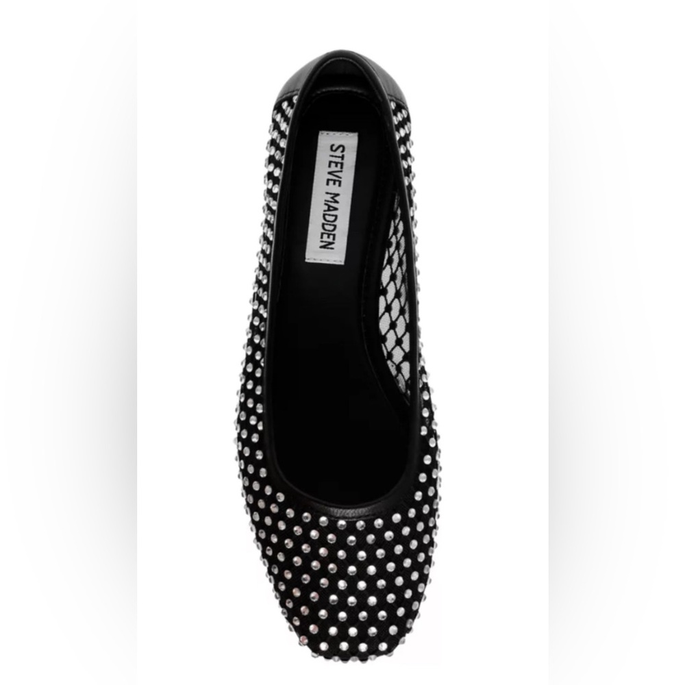 Steve Madden Auden Black and Silver Embellished Mesh Flats 7.5 NWT NIB